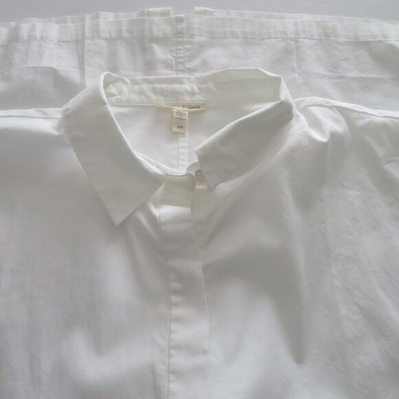 🎉HP🎉Eileen Fisher-Organic Cotton Classic Collar Long Shirt, White, Med., NWOT - Picture 7 of 10